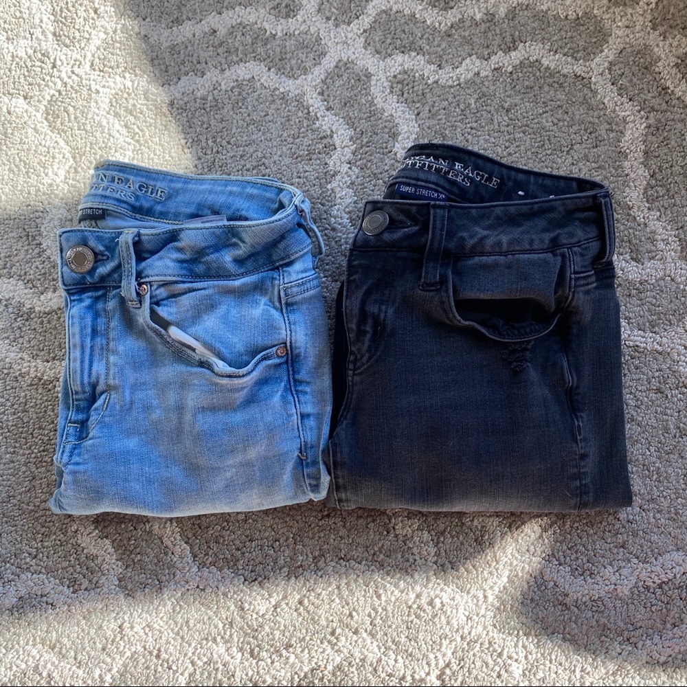 Two pairs of American eagle jeans size 2